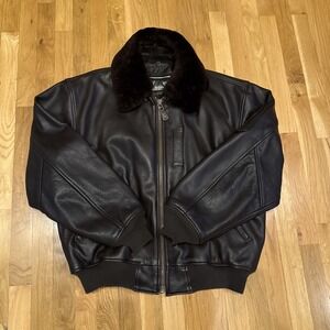 Cockpit USA Type B-15D Leather Flight Jacket XL Made in USA Fur Collar NWOT